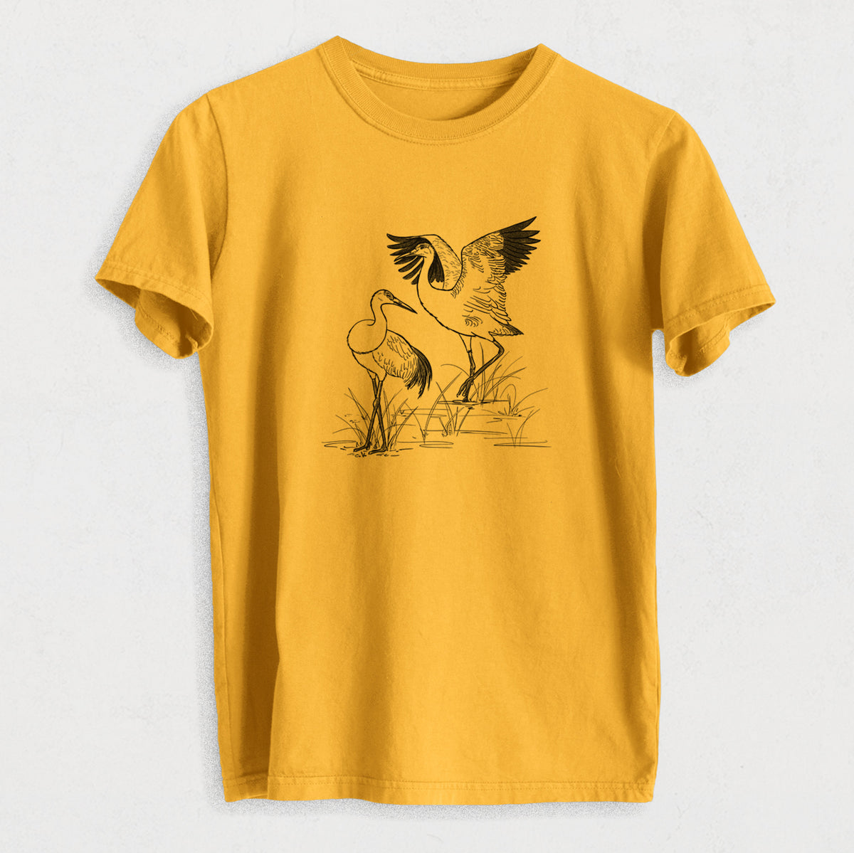 Sandhills Cranes - Grus canadensis - Heavyweight Men&#39;s 100% Organic Cotton Tee