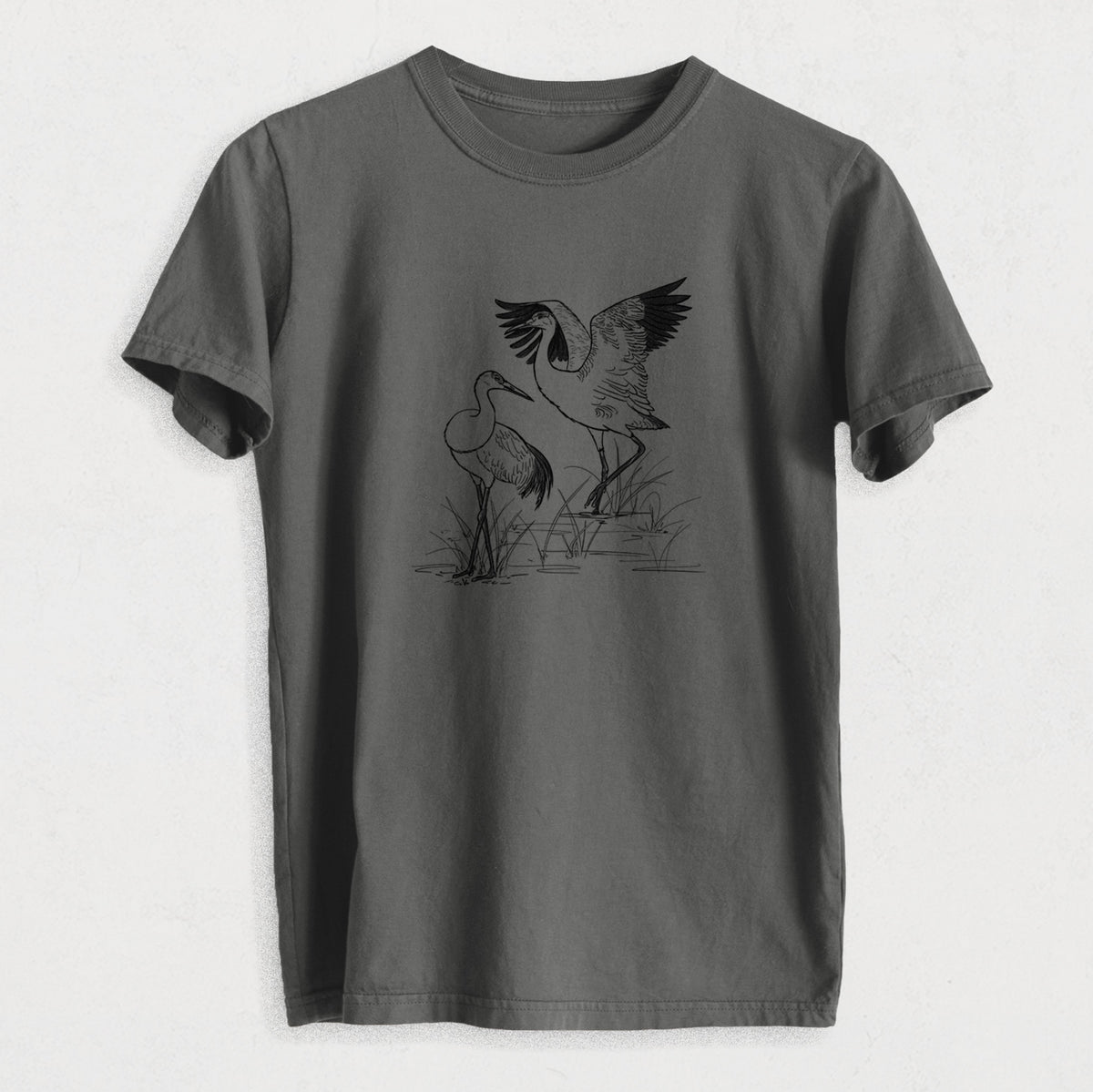 Sandhills Cranes - Grus canadensis - Heavyweight Men&#39;s 100% Organic Cotton Tee