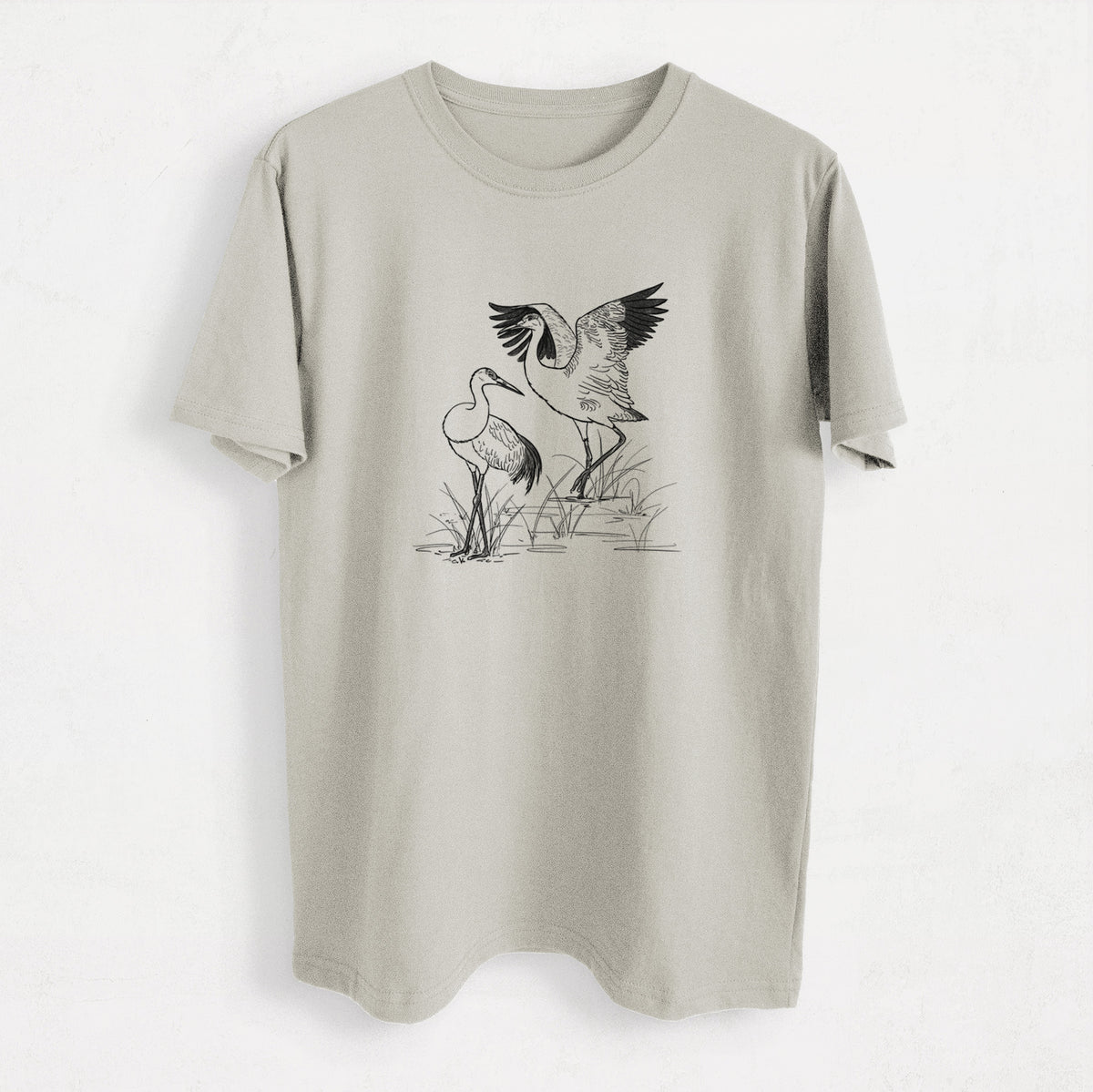 Sandhills Cranes - Grus canadensis - Heavyweight Men&#39;s 100% Organic Cotton Tee