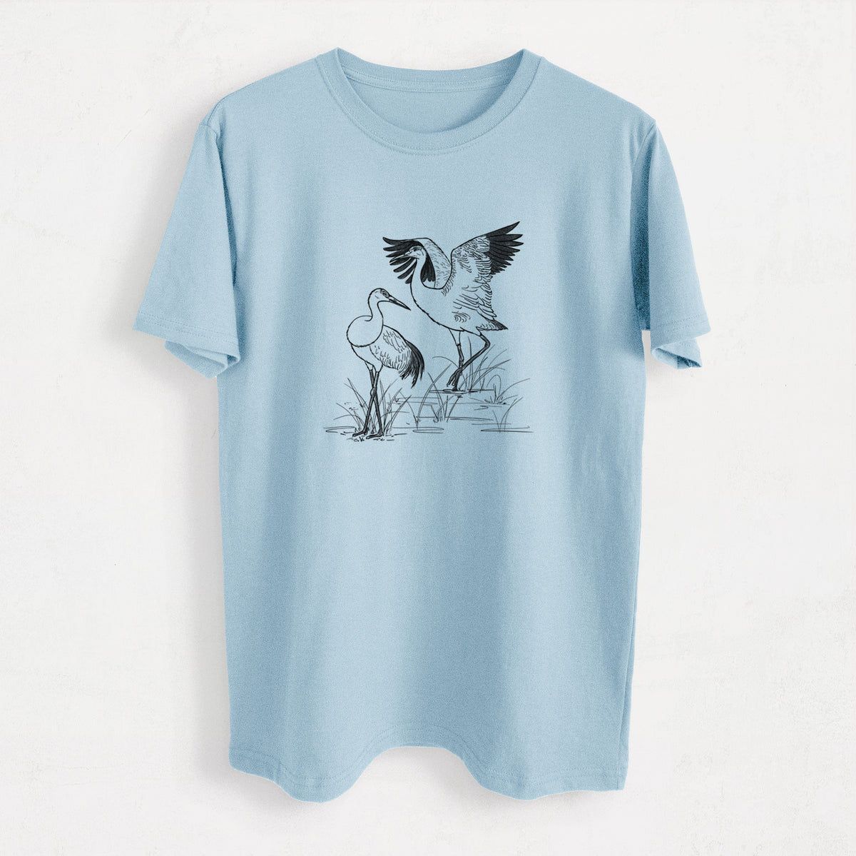 Sandhills Cranes - Grus canadensis - Heavyweight Men&#39;s 100% Organic Cotton Tee