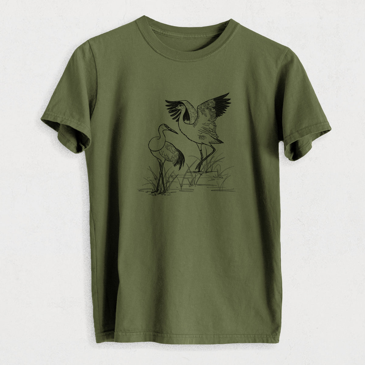 Sandhills Cranes - Grus canadensis - Heavyweight Men&#39;s 100% Organic Cotton Tee