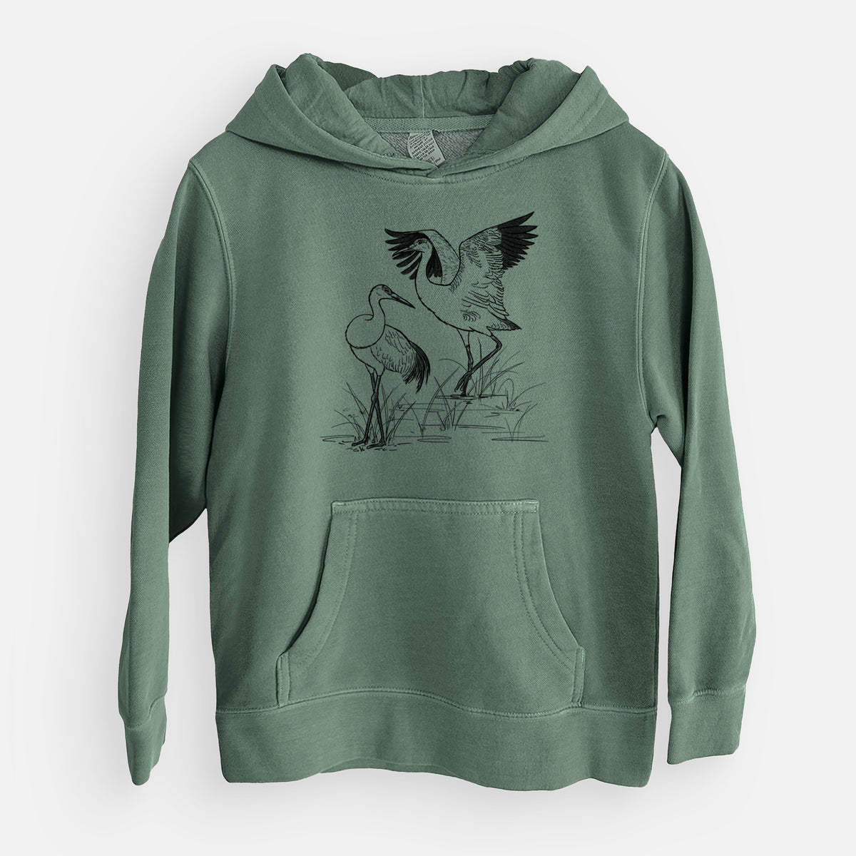 Sandhills Cranes - Grus canadensis - Youth Pigment Dyed Hoodie