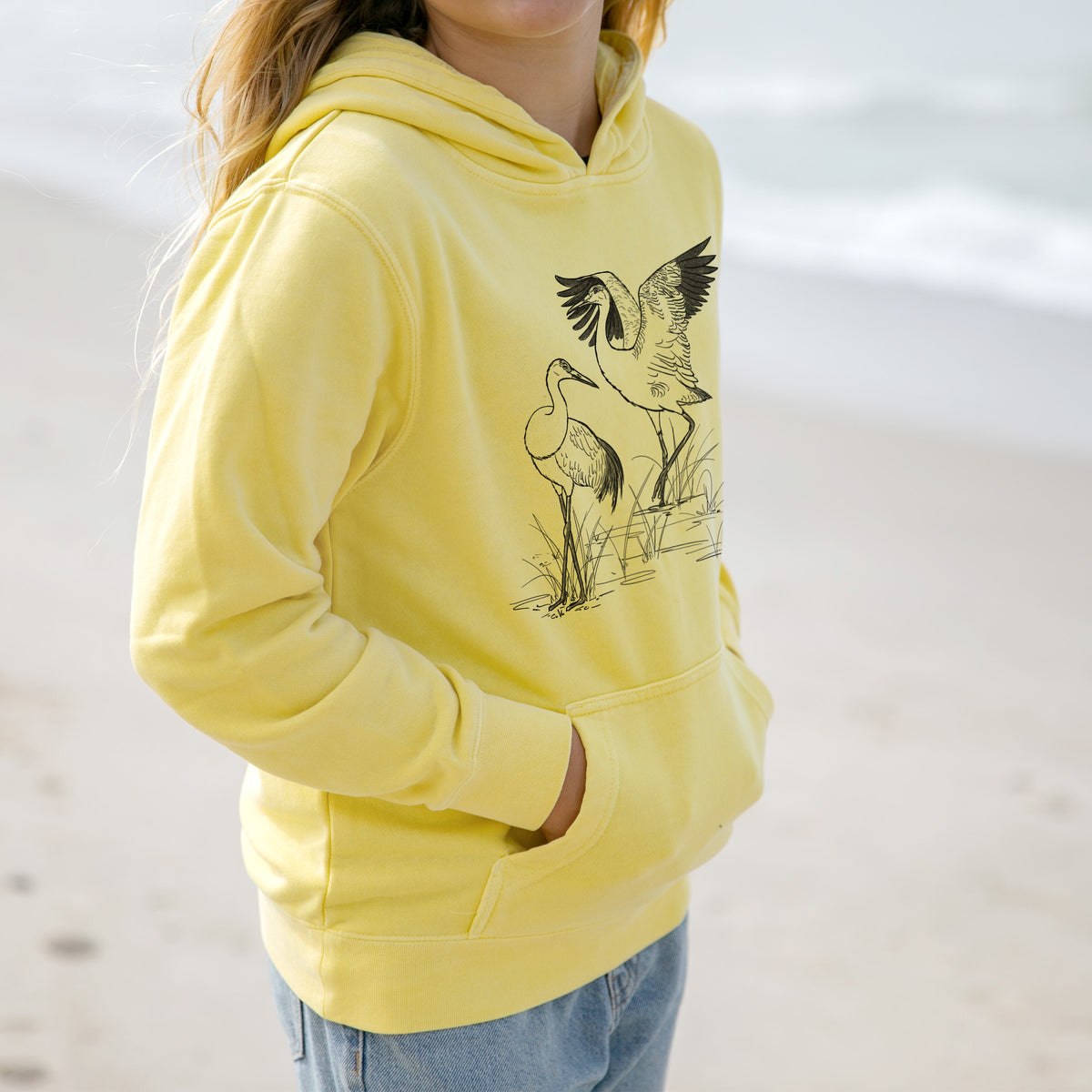 Sandhill Cranes - Grus canadensis - Youth Pigment Dyed Hoodie