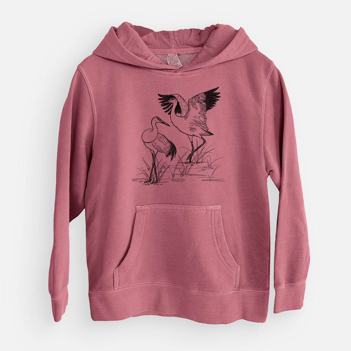 Sandhills Cranes - Grus canadensis - Youth Pigment Dyed Hoodie
