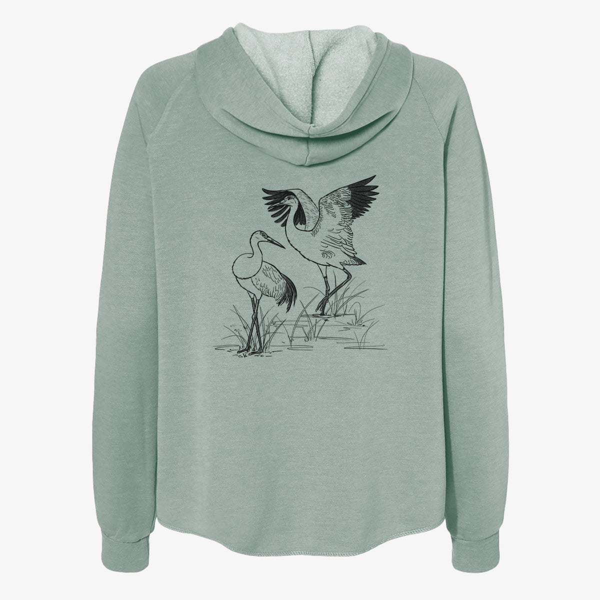 Sandhill Cranes - Grus canadensis - Women&#39;s Cali Wave Zip-Up Sweatshirt