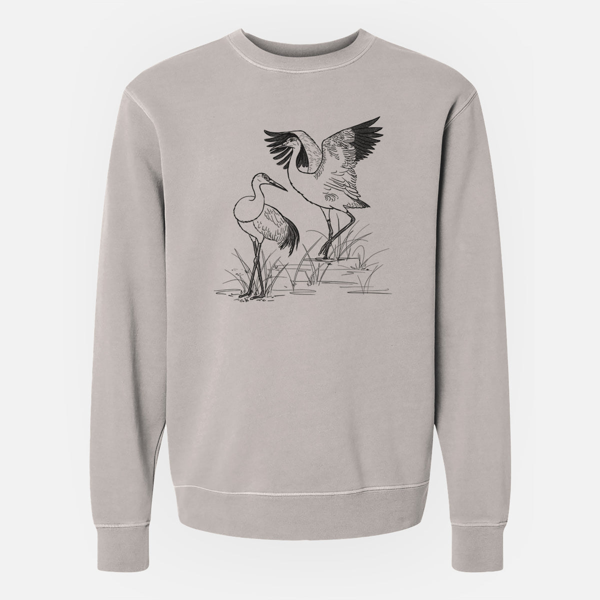 Sandhill Crane - Grus canadensis - Unisex Pigment Dyed Crew Sweatshirt