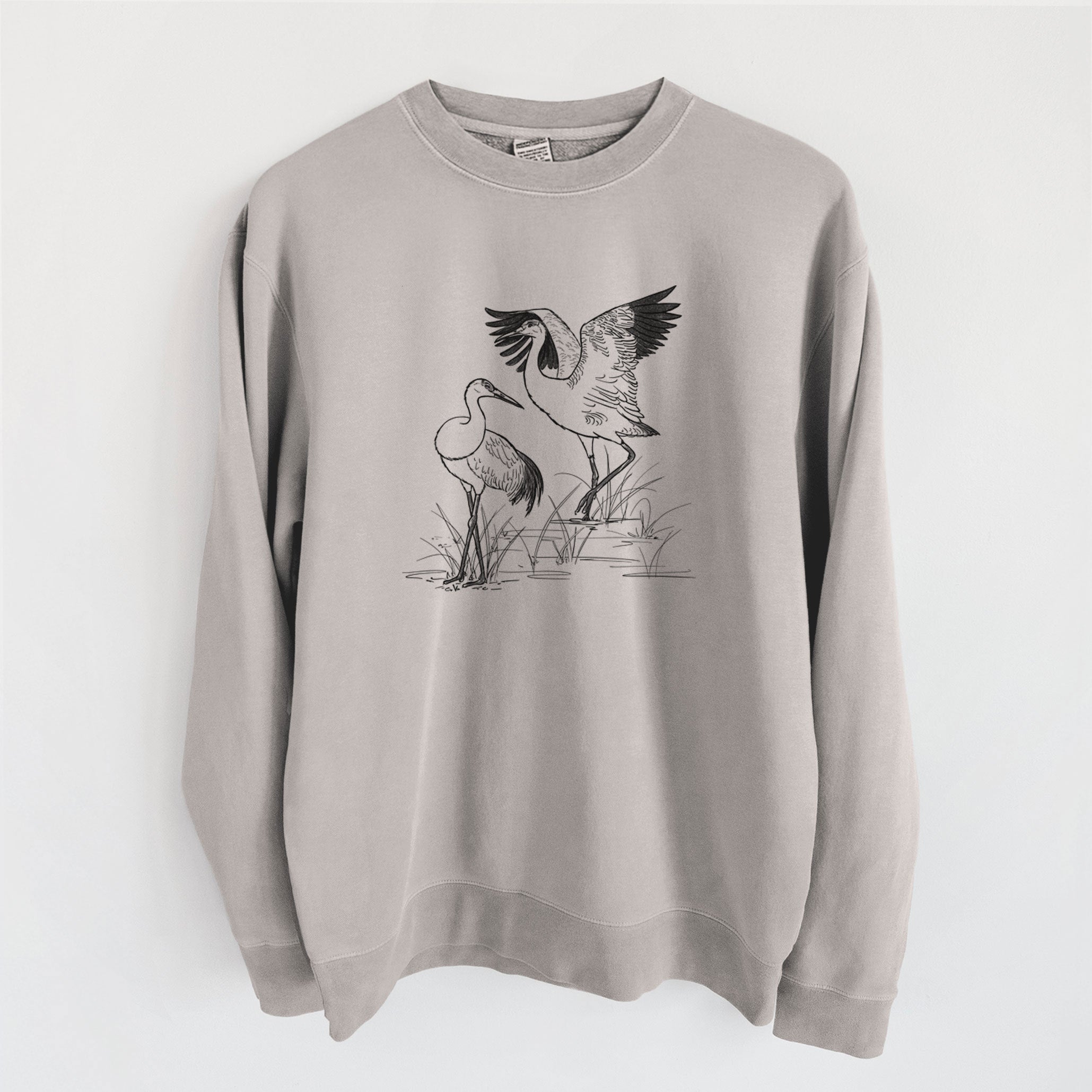 Sandhills Cranes - Grus canadensis - Unisex Pigment Dyed Crew Sweatshirt