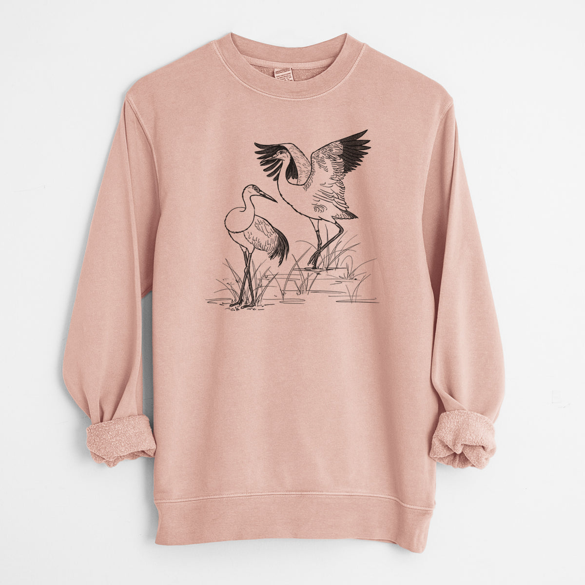 Sandhill Crane - Grus canadensis - Unisex Pigment Dyed Crew Sweatshirt