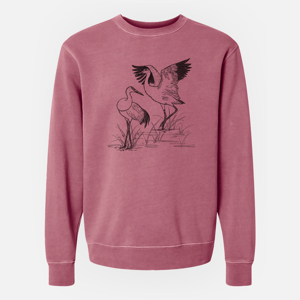 Sandhill Crane - Grus canadensis - Unisex Pigment Dyed Crew Sweatshirt