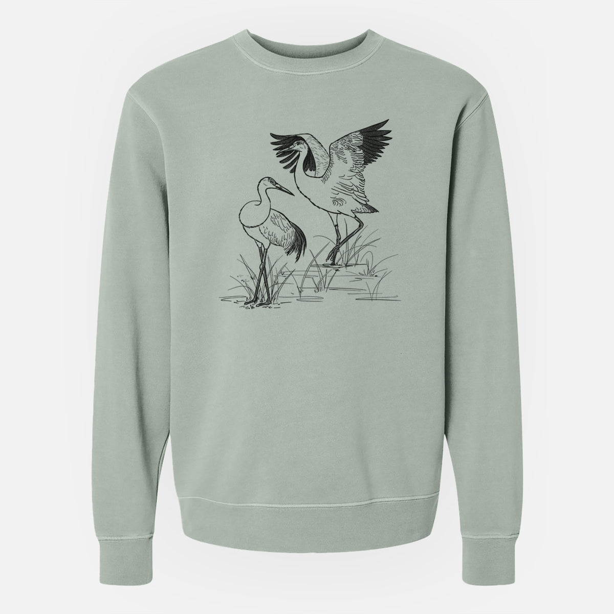 Sandhill Crane - Grus canadensis - Unisex Pigment Dyed Crew Sweatshirt