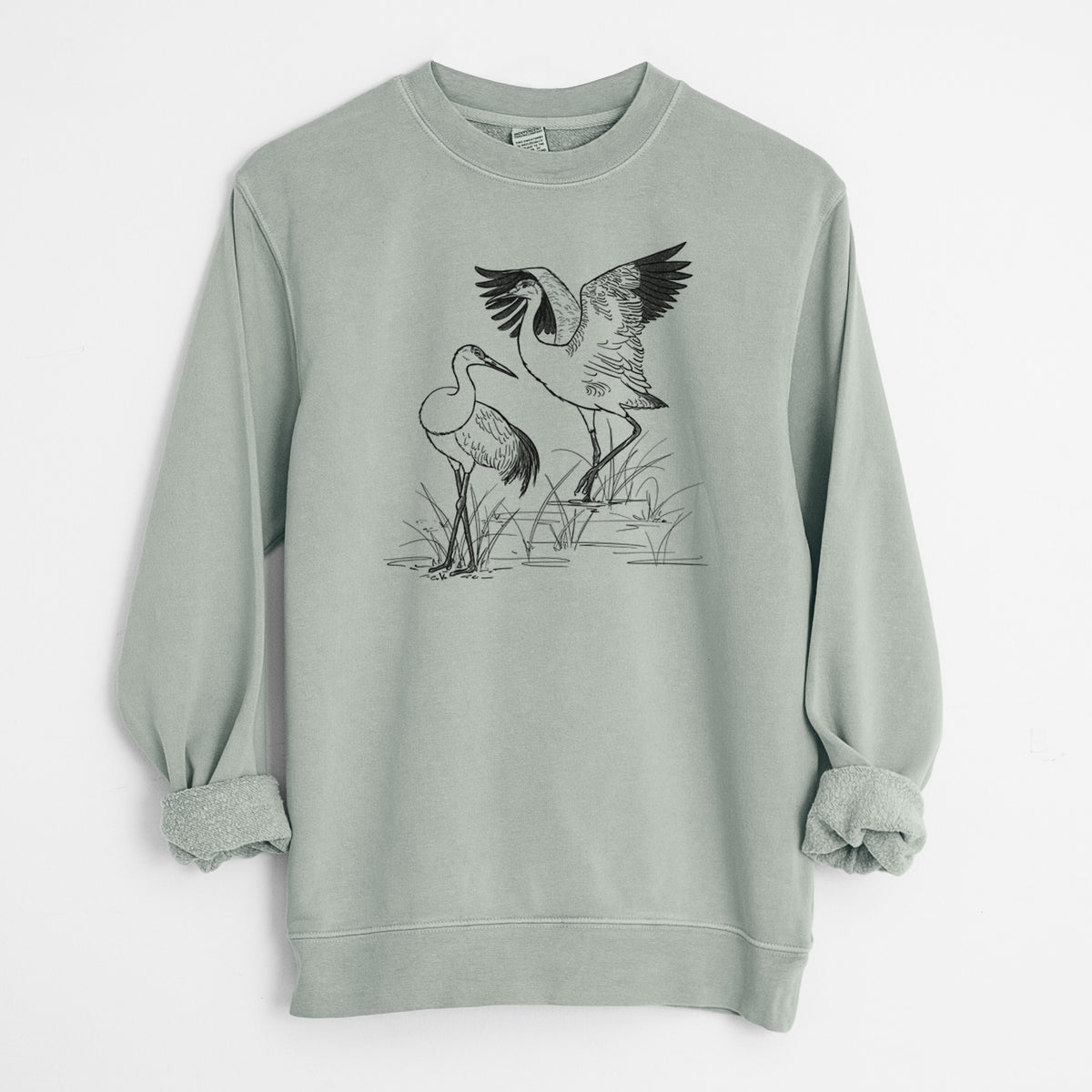 Sandhill Crane - Grus canadensis - Unisex Pigment Dyed Crew Sweatshirt