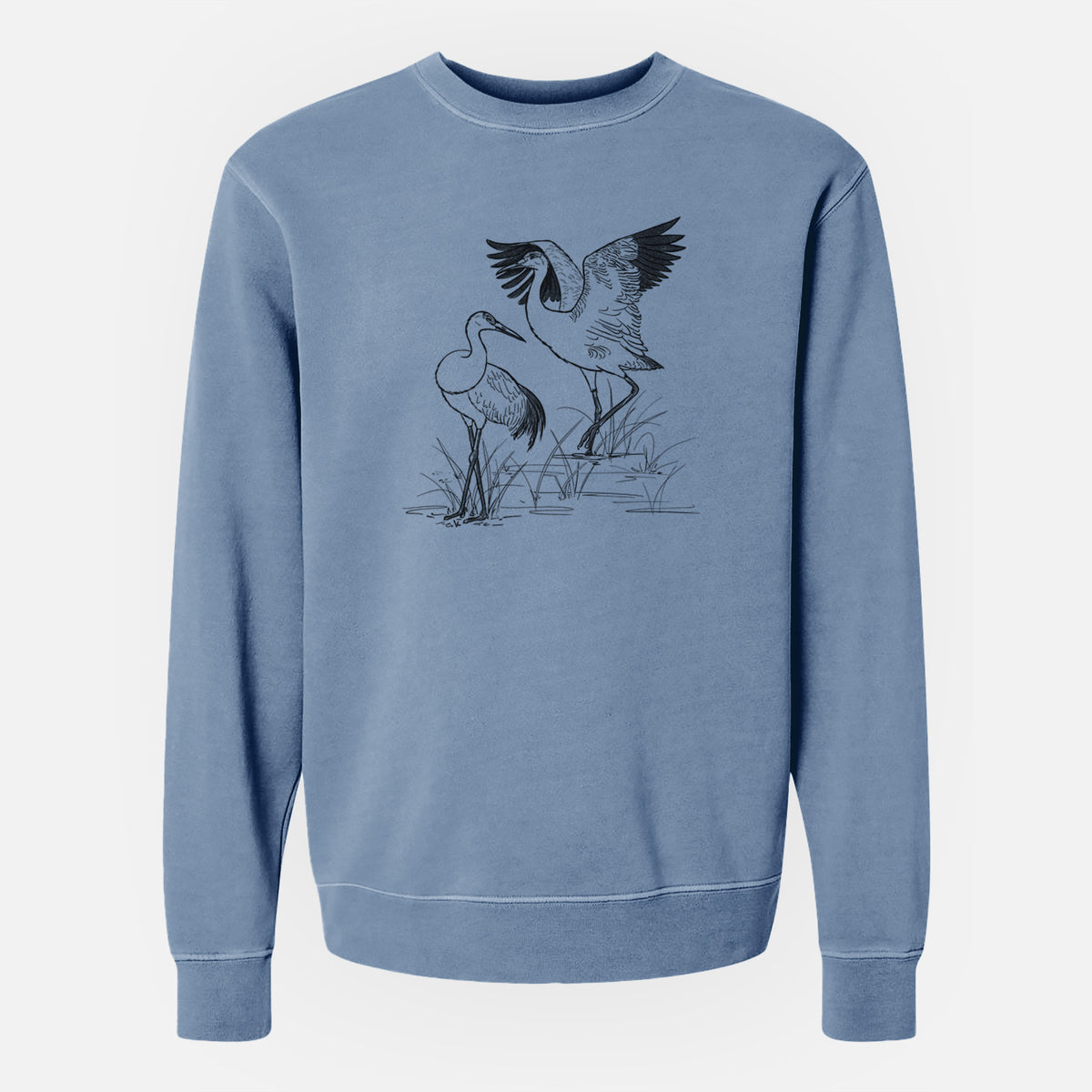 Sandhill Crane - Grus canadensis - Unisex Pigment Dyed Crew Sweatshirt