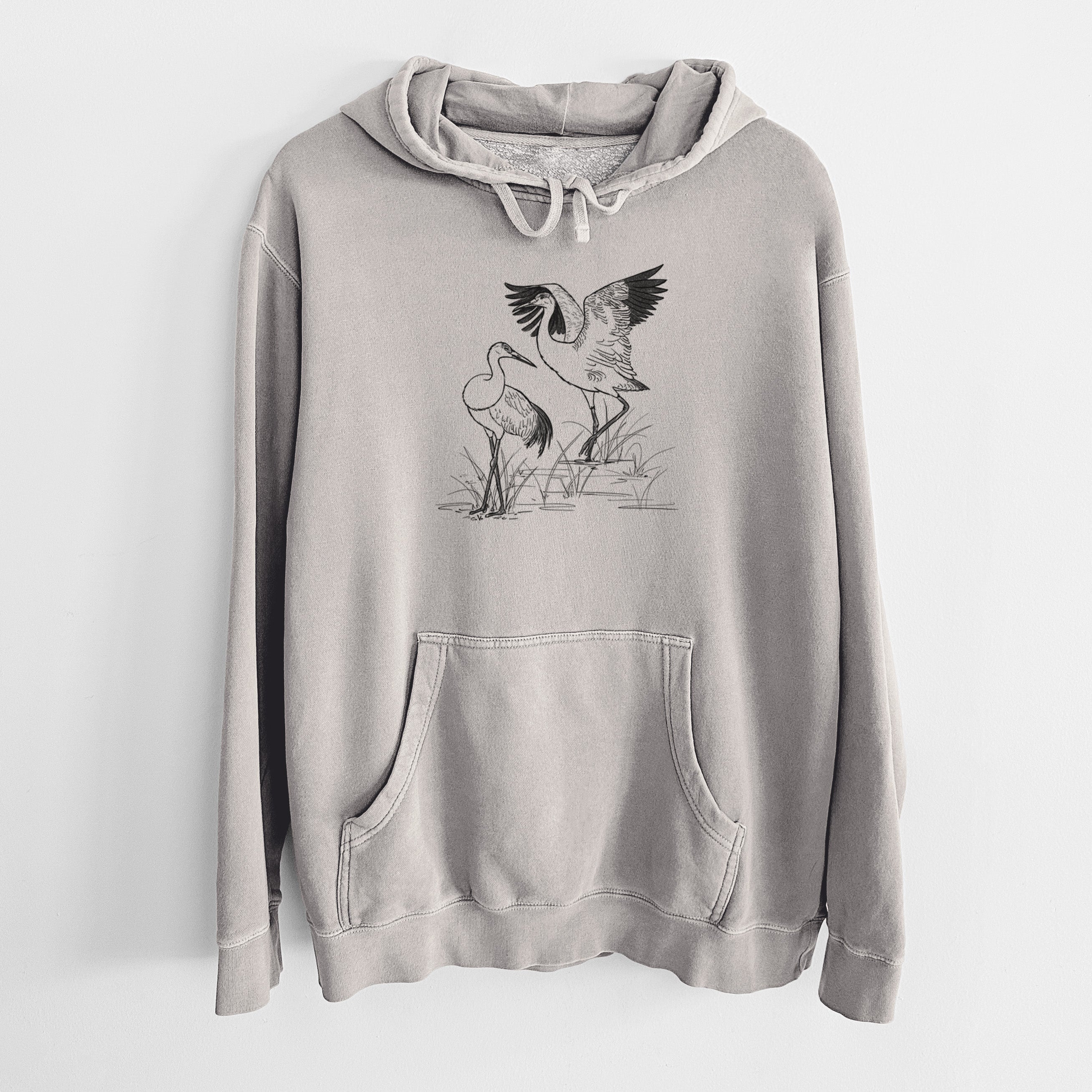 Sandhills Cranes - Grus canadensis - Unisex Pigment Dyed Hoodie
