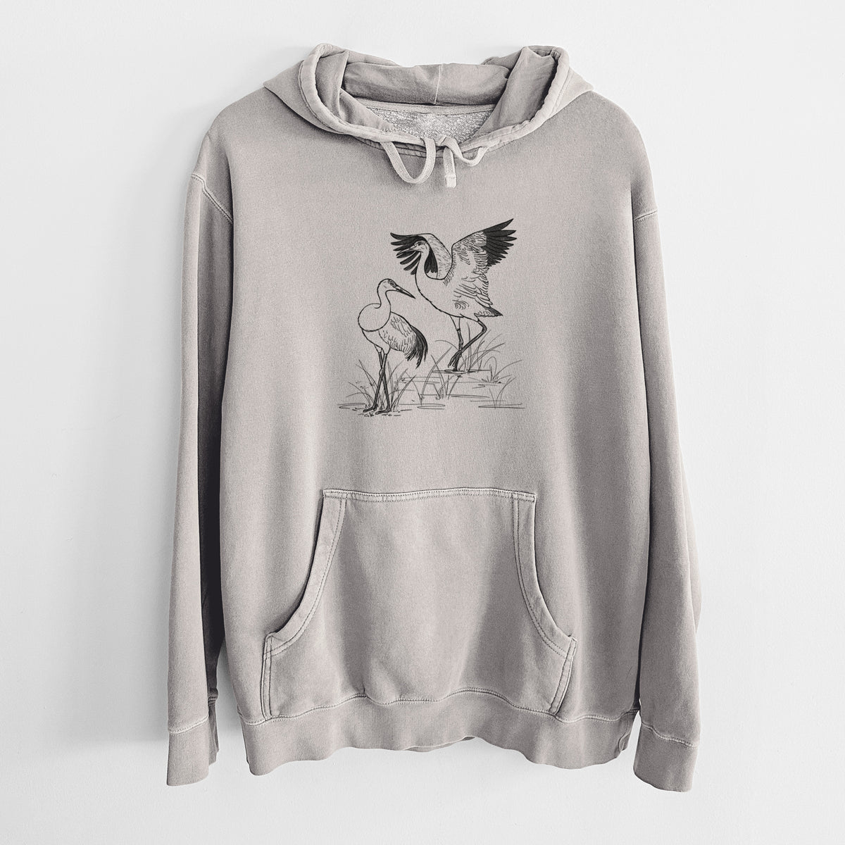 Sandhill Cranes - Grus canadensis - Unisex Pigment Dyed Hoodie