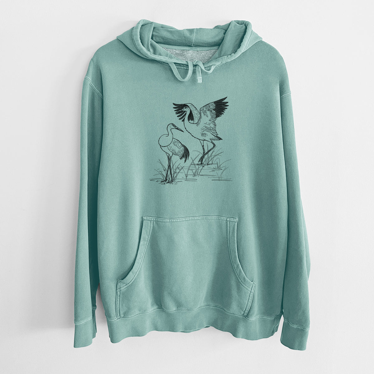 Sandhill Cranes - Grus canadensis - Unisex Pigment Dyed Hoodie