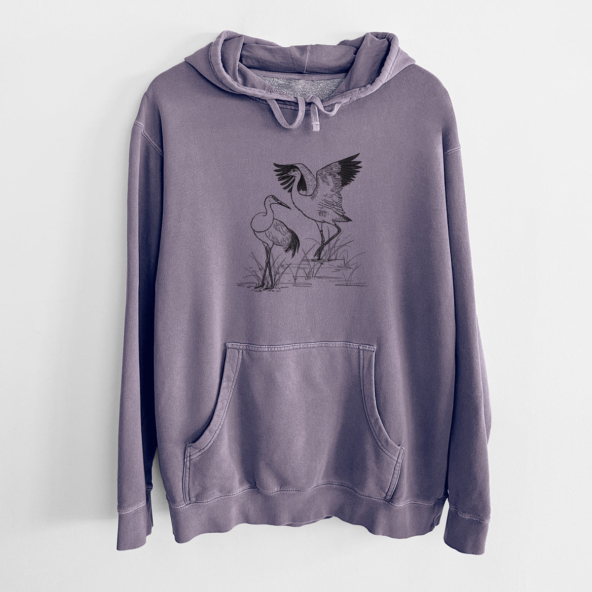 Sandhill Cranes - Grus canadensis - Unisex Pigment Dyed Hoodie