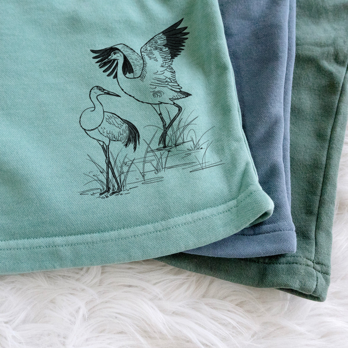 Sandhill Cranes - Grus canadensis - Unisex Pigment Dyed Shorts