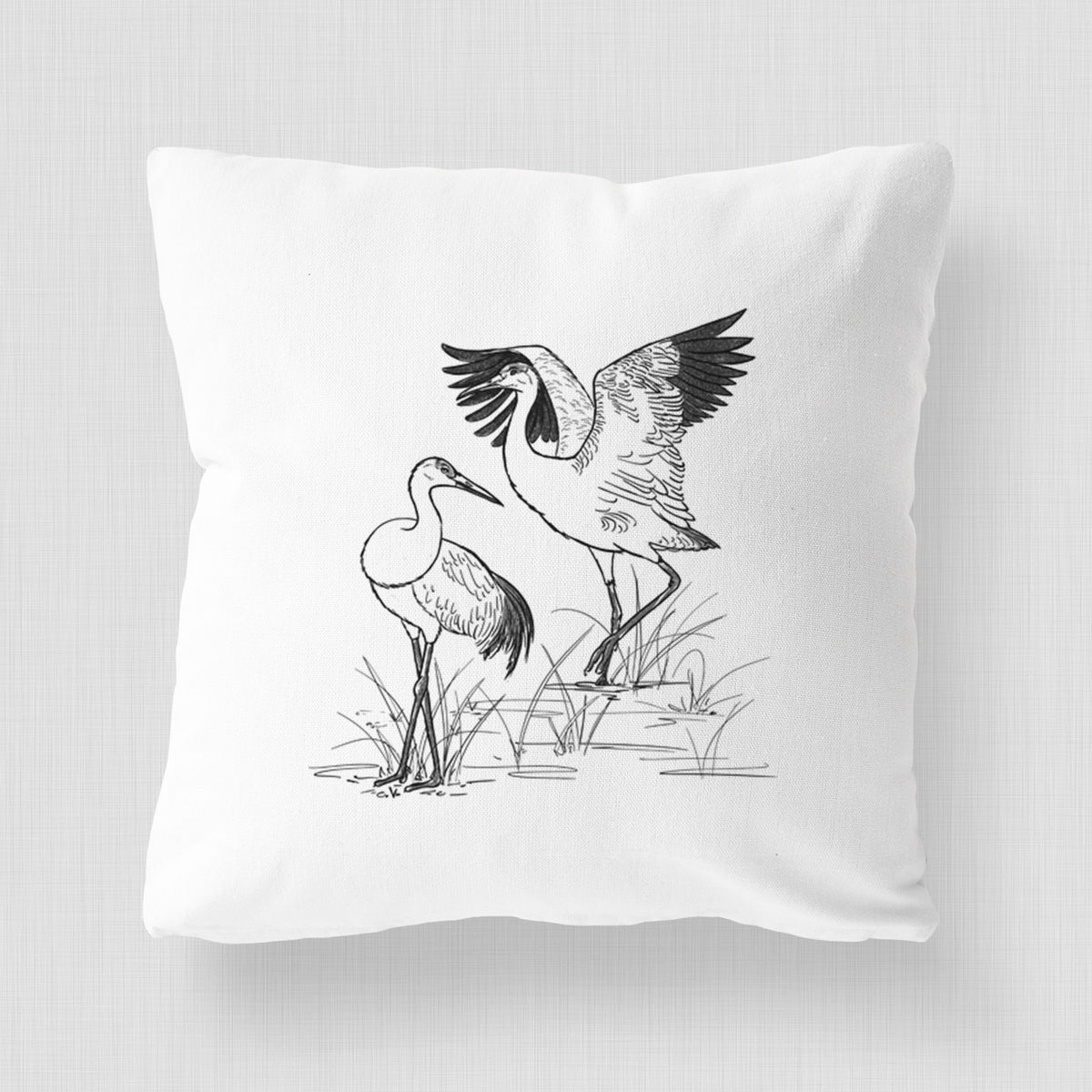 Sandhills Cranes - Grus canadensis - Throw Pillow Cover