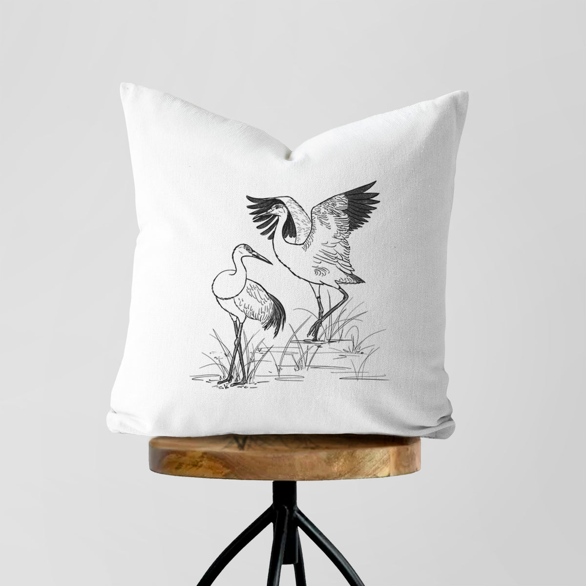 Sandhills Cranes - Grus canadensis - Throw Pillow Cover