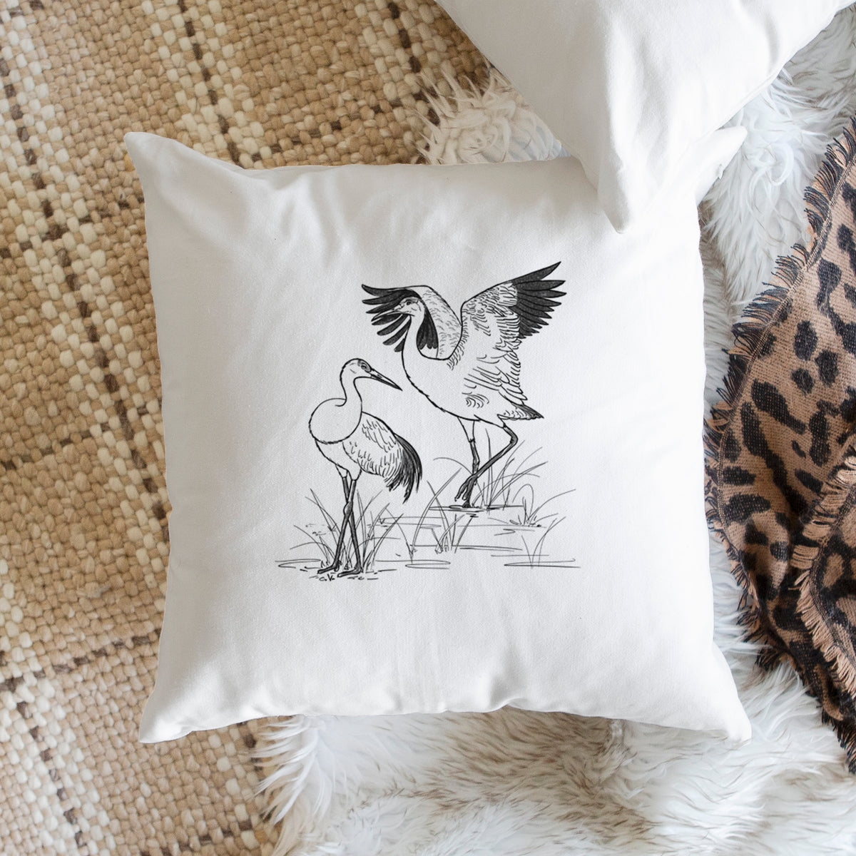 Sandhills Cranes - Grus canadensis - Throw Pillow Cover