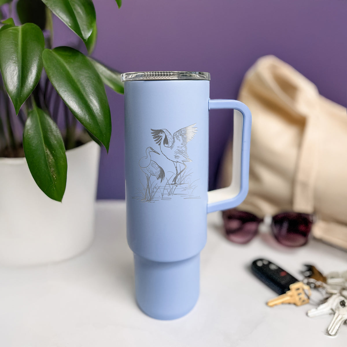 Sandhill Cranes - Grus canadensis - 40oz Skinny Recharge Tumbler
