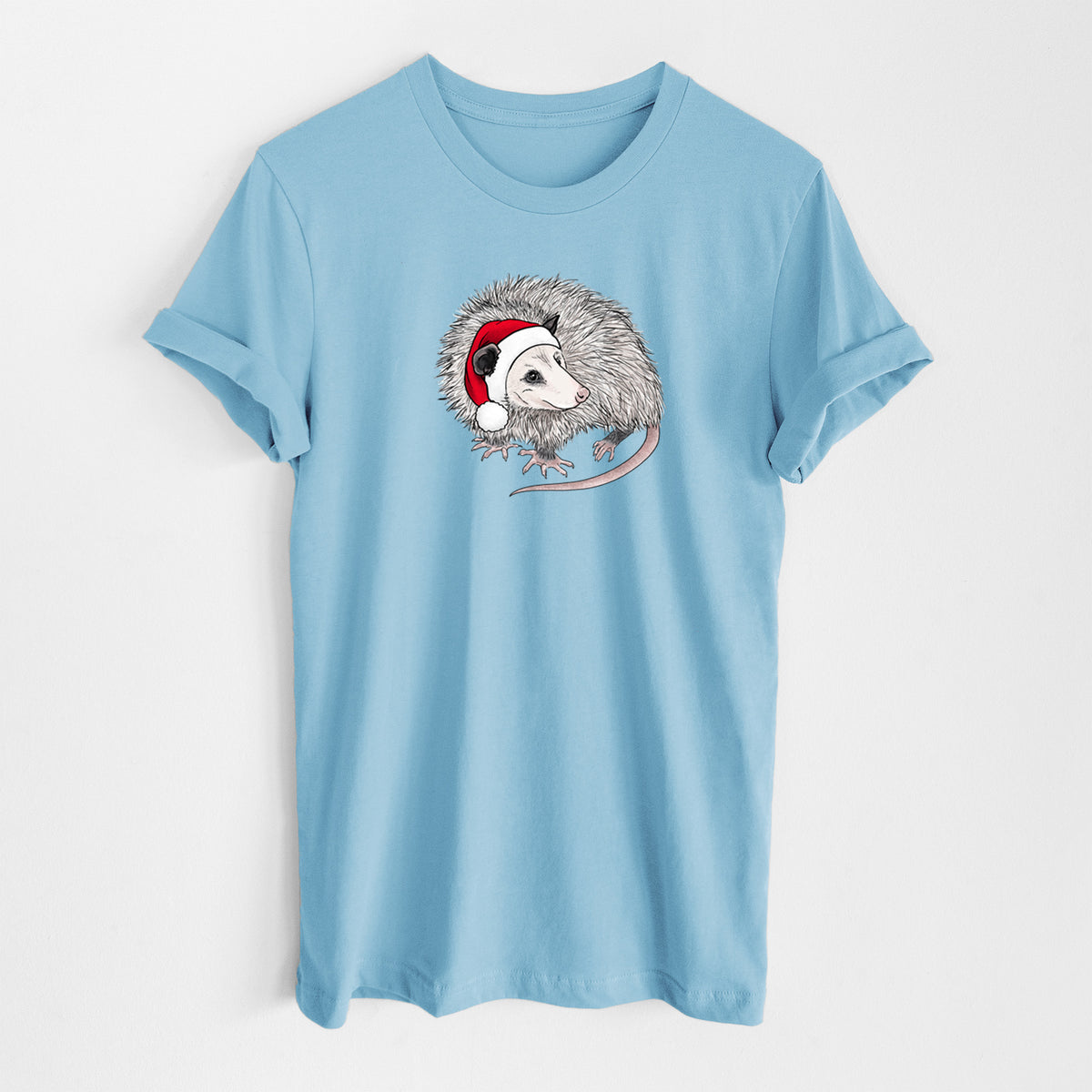 Santa Opossum - Lightweight 100% Cotton Unisex Crewneck in Ocean Blue