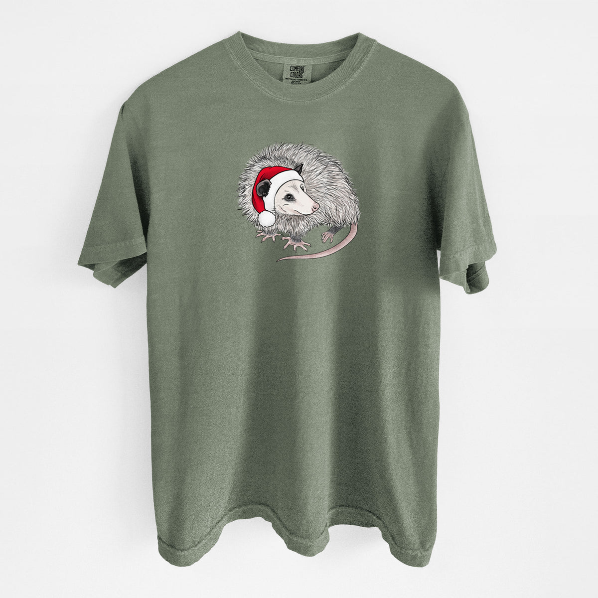 Santa Opossum - Unisex Comfort Colors Garment-Dyed Heavyweight T-shirt in Moss