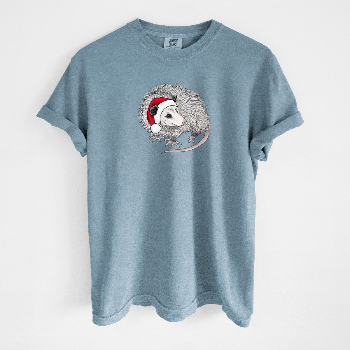 Santa Opossum - Unisex Comfort Colors Garment-Dyed Heavyweight T-shirt in Steel Blue
