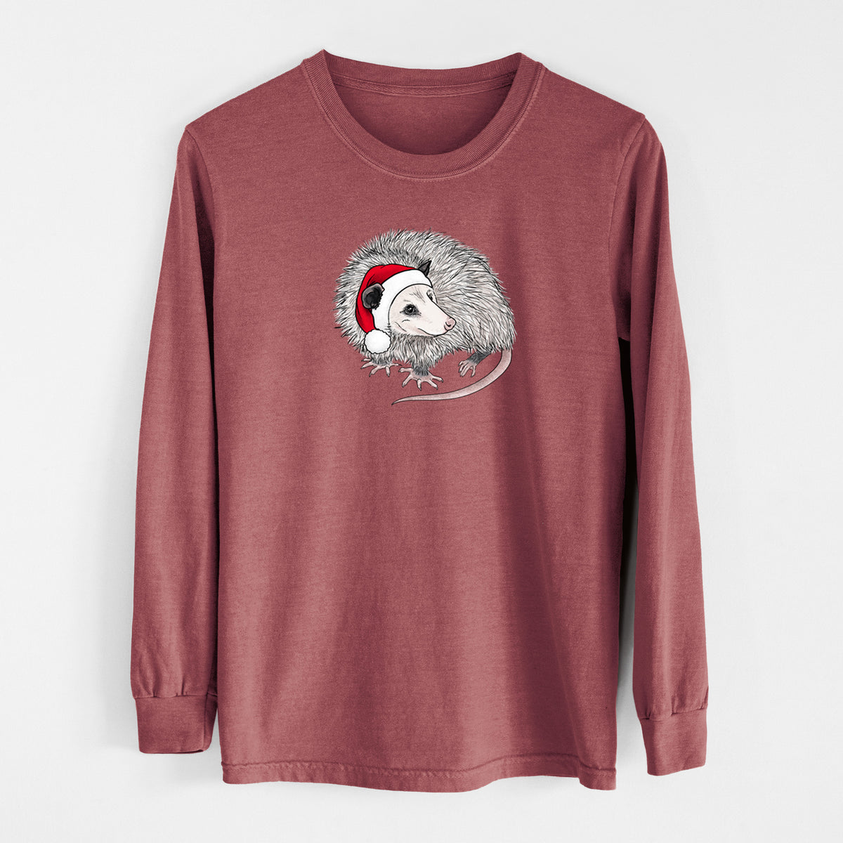Santa Opossum - Unisex Comfort Colors 100% Cotton Long Sleeve in Brick