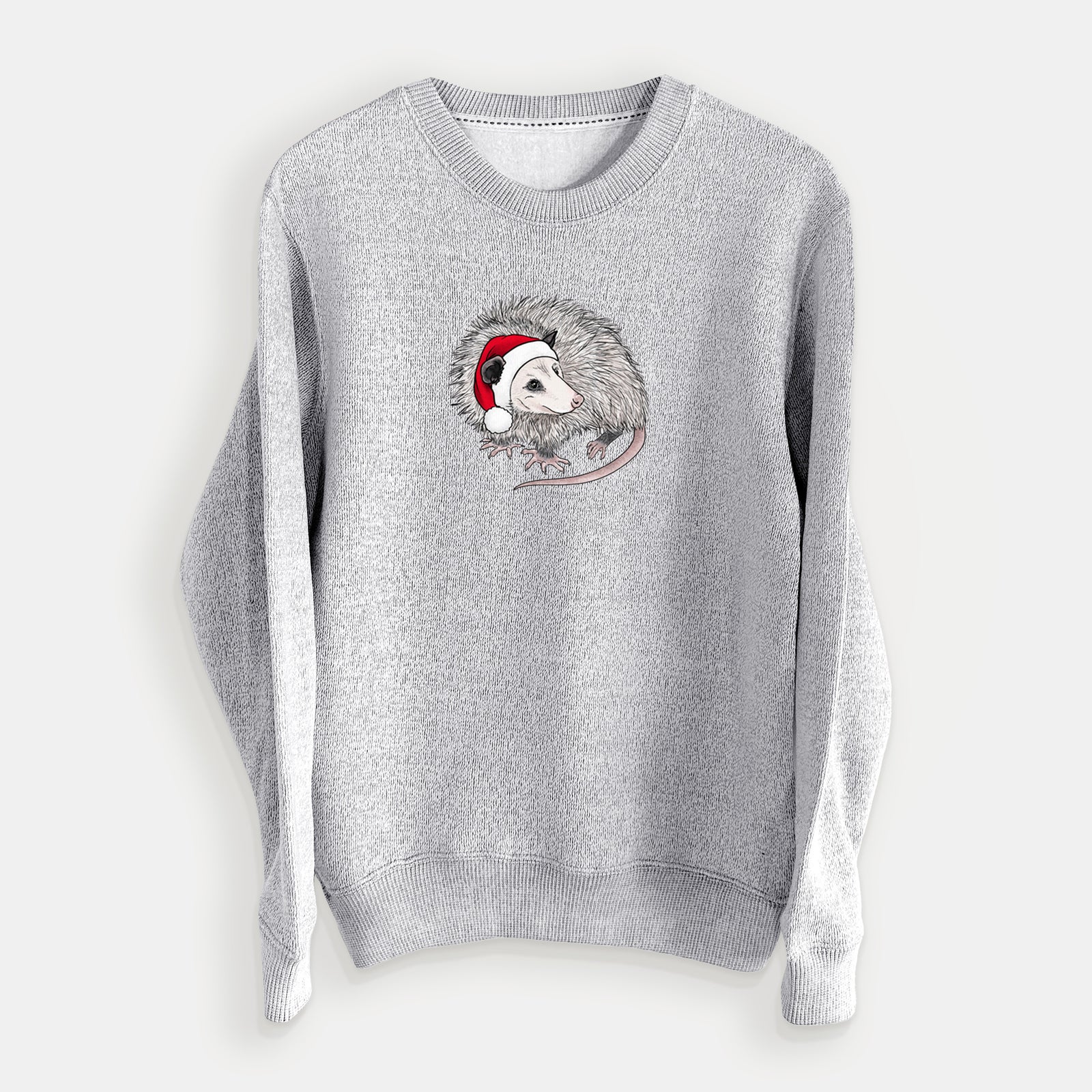 Santa Opossum - Knit Sweatshirt in Salt & Pepper