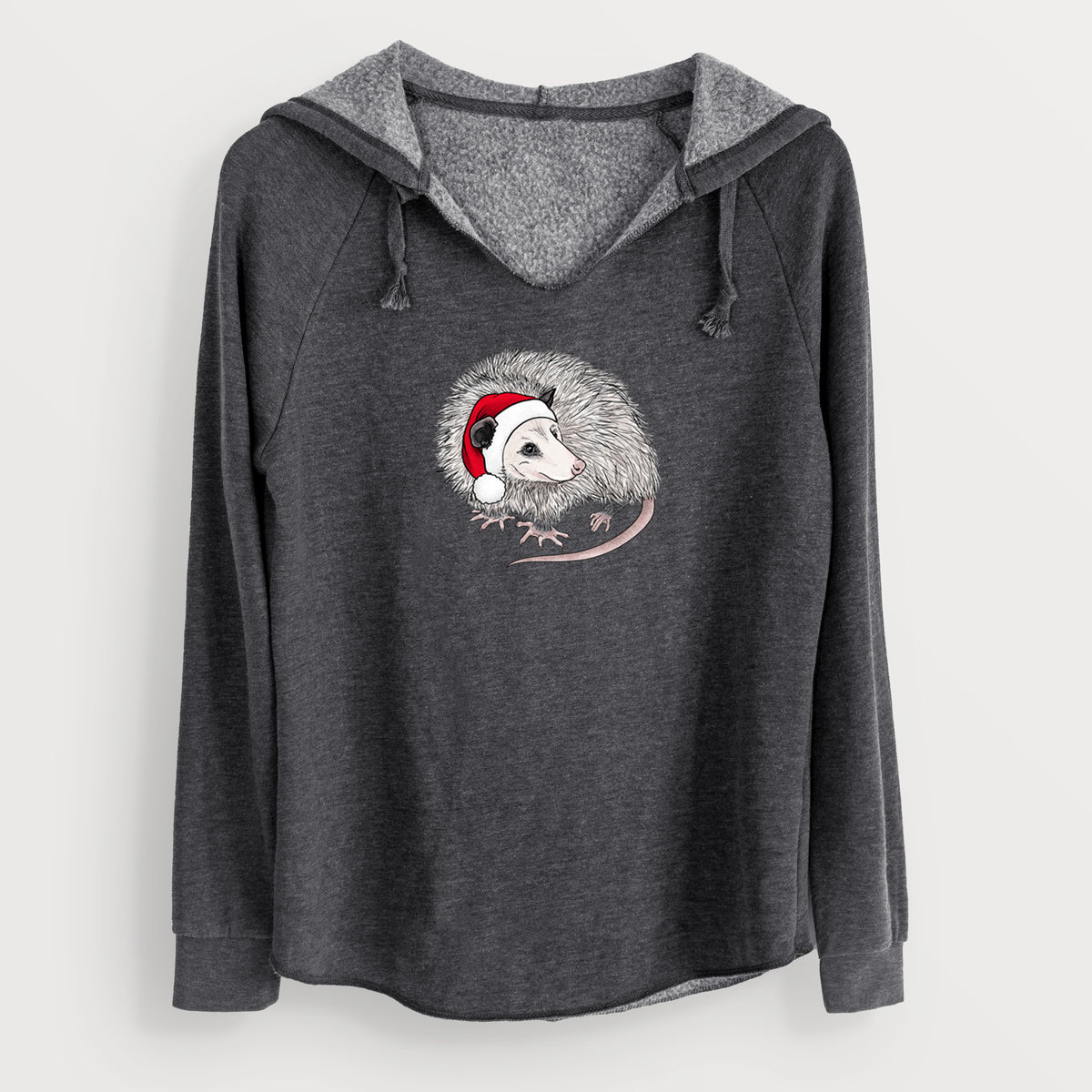 Santa Opossum - Cali Wave Hooded Sweatshirt in Charcoal Grey
