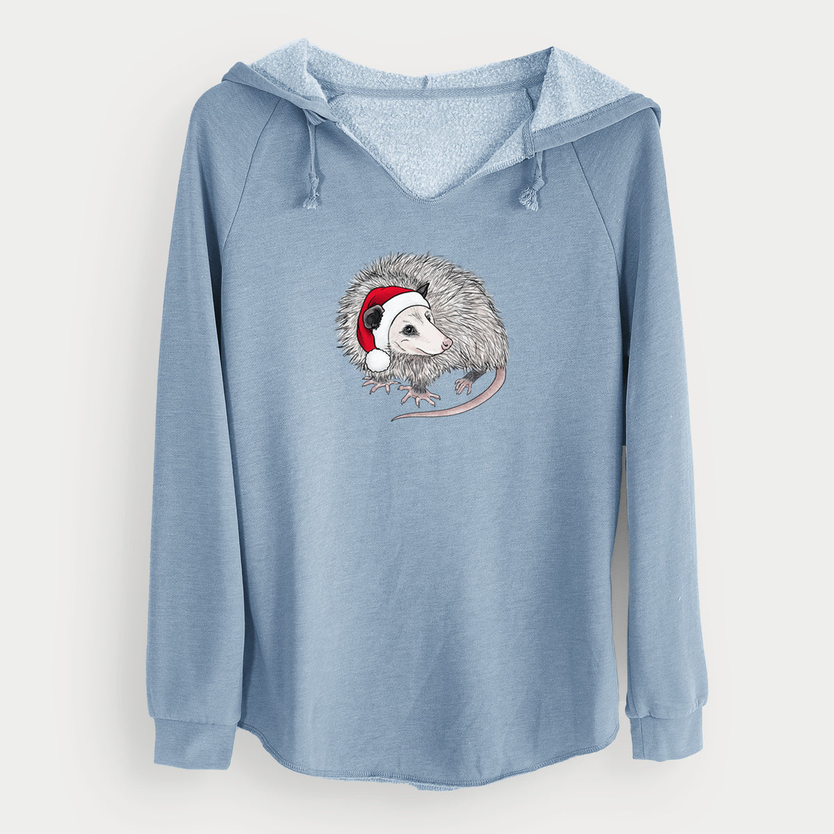 Santa Opossum - Cali Wave Hooded Sweatshirt in Misty Blue