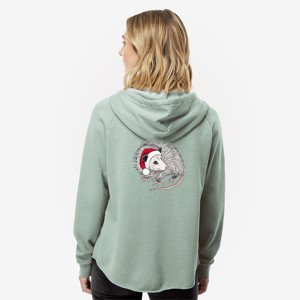 Santa Opossum - Women's Cali Wave Zip-Up Sweatshirt in Sage