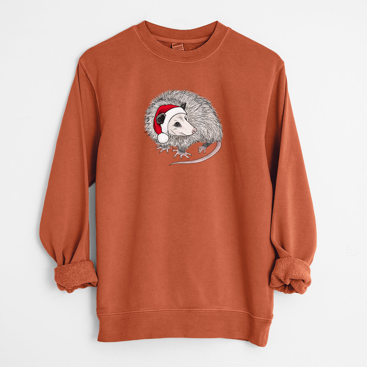 Santa Opossum - Unisex Pigment Dyed Crew Sweatshirt in Amber