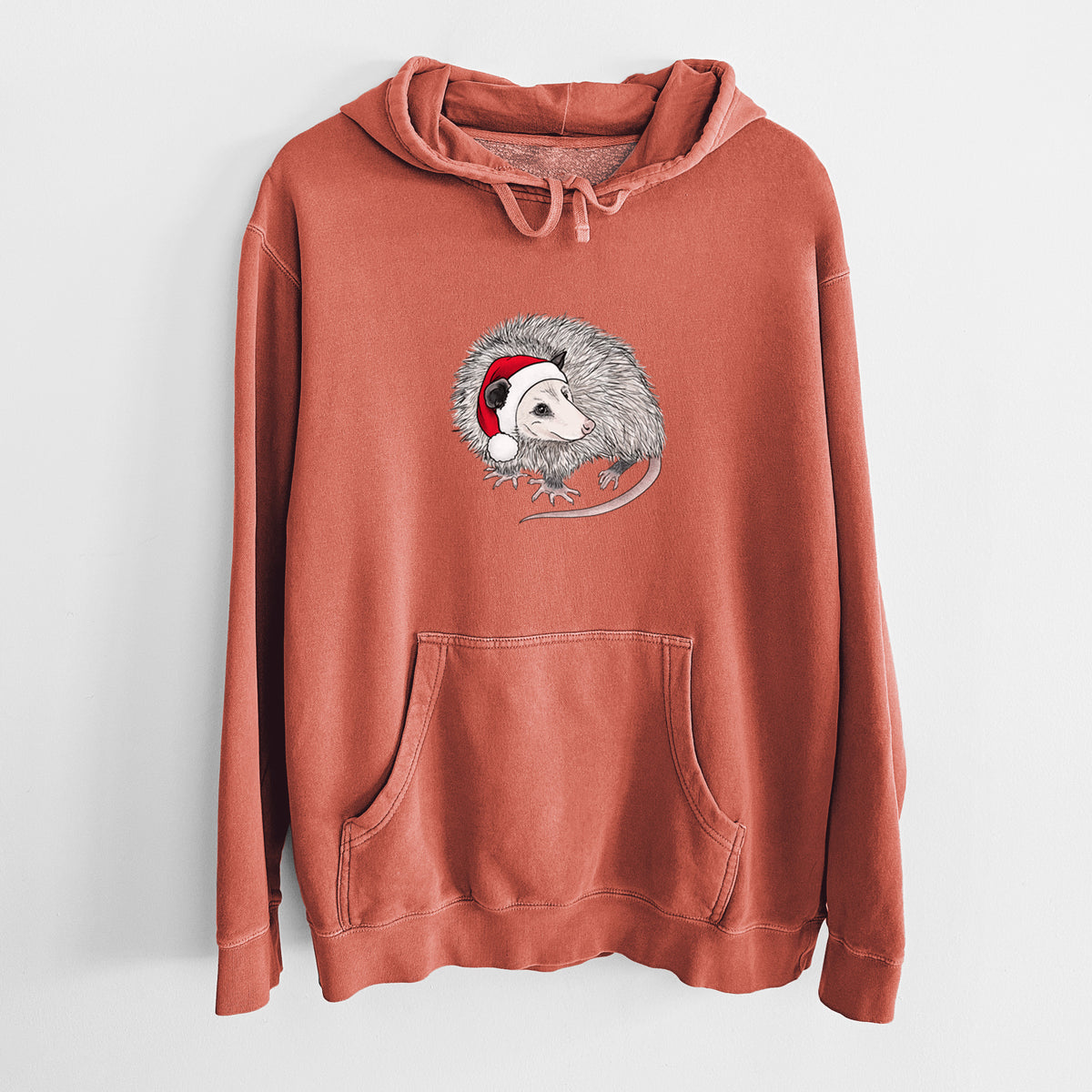 Santa Opossum - Unisex Pigment Dyed Hoodie in Amber