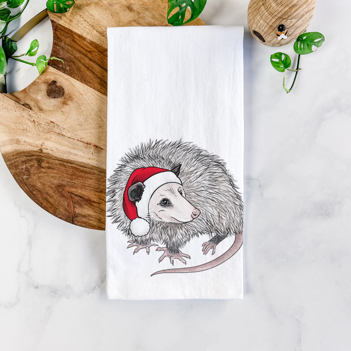 Santa Opossum - Tea Towel