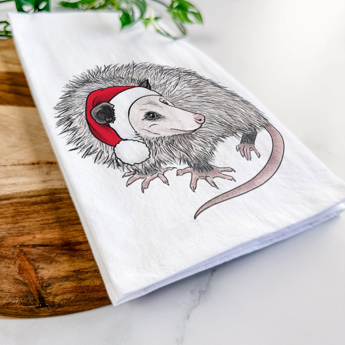 Santa Opossum - Tea Towel