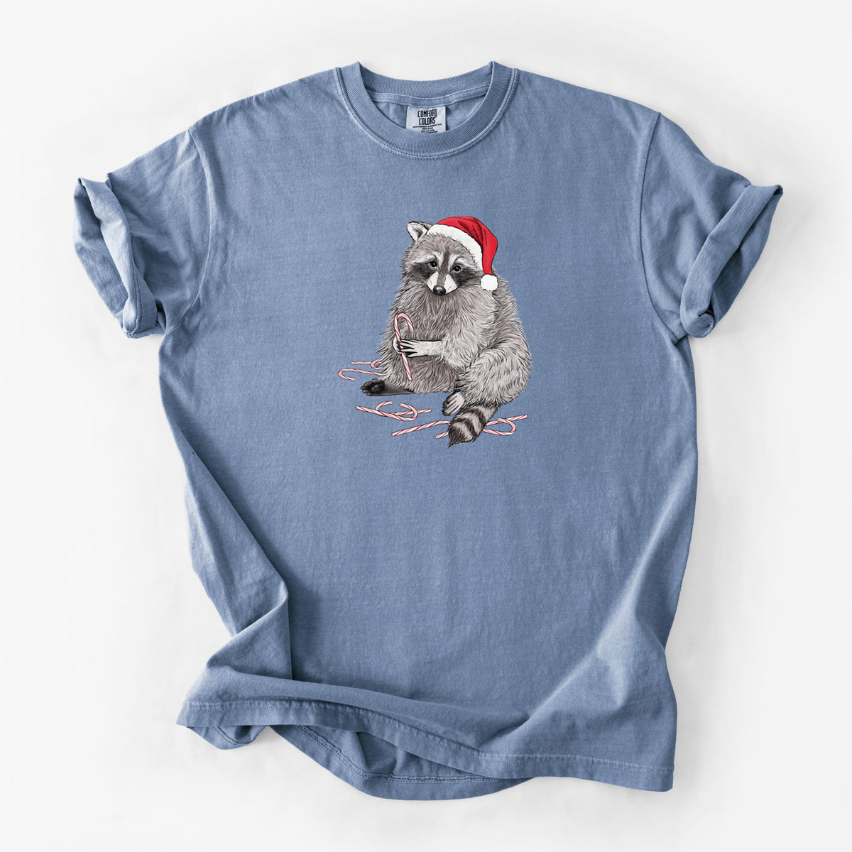 Santa Raccoon - Unisex Comfort Colors Garment-Dyed Heavyweight T-shirt in Blue Jean