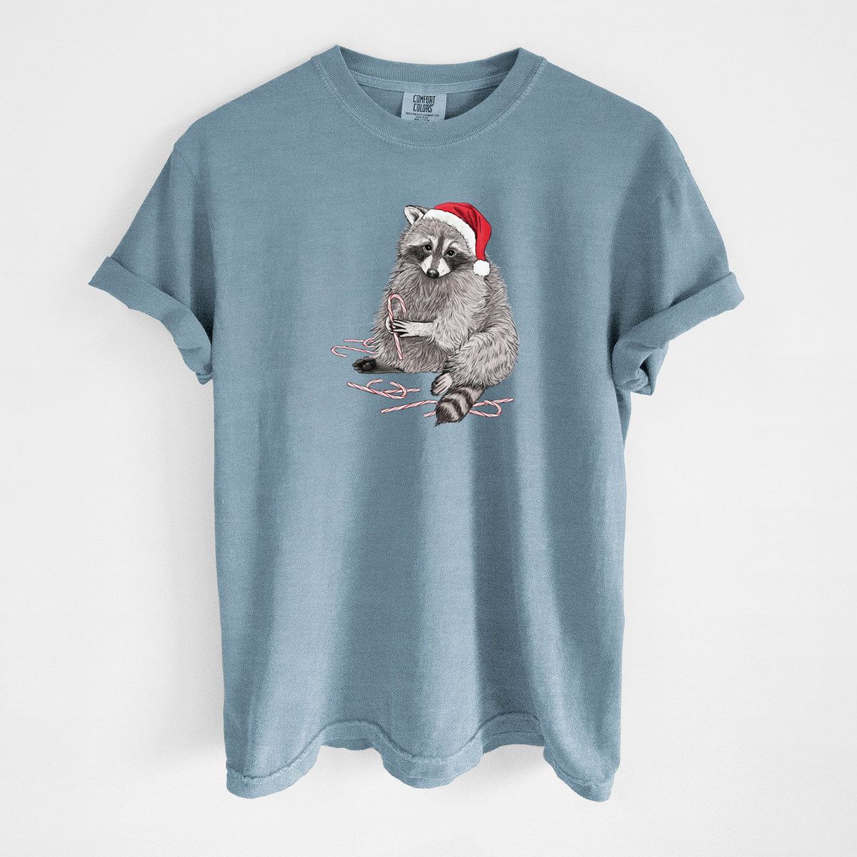 Santa Raccoon - Unisex Comfort Colors Garment-Dyed Heavyweight T-shirt in Steel Blue