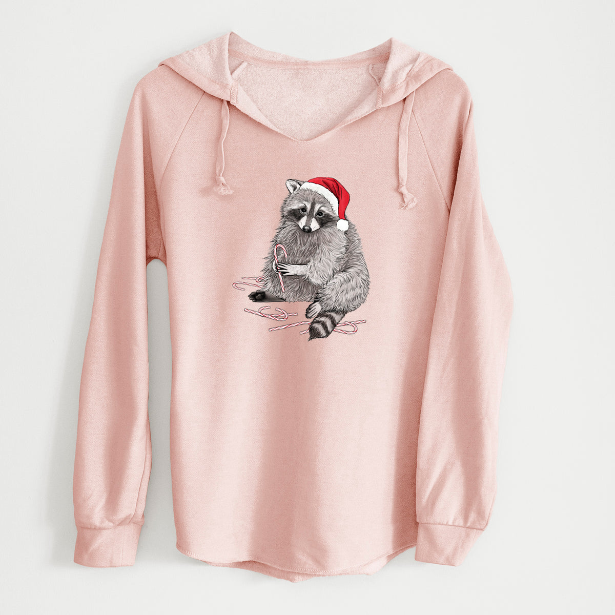 Santa Raccoon - Cali Wave Hooded Sweatshirt in Blush