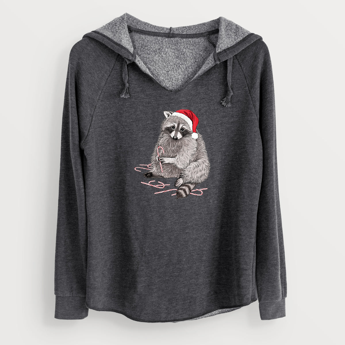 Santa Raccoon - Cali Wave Hooded Sweatshirt in Charcoal Grey
