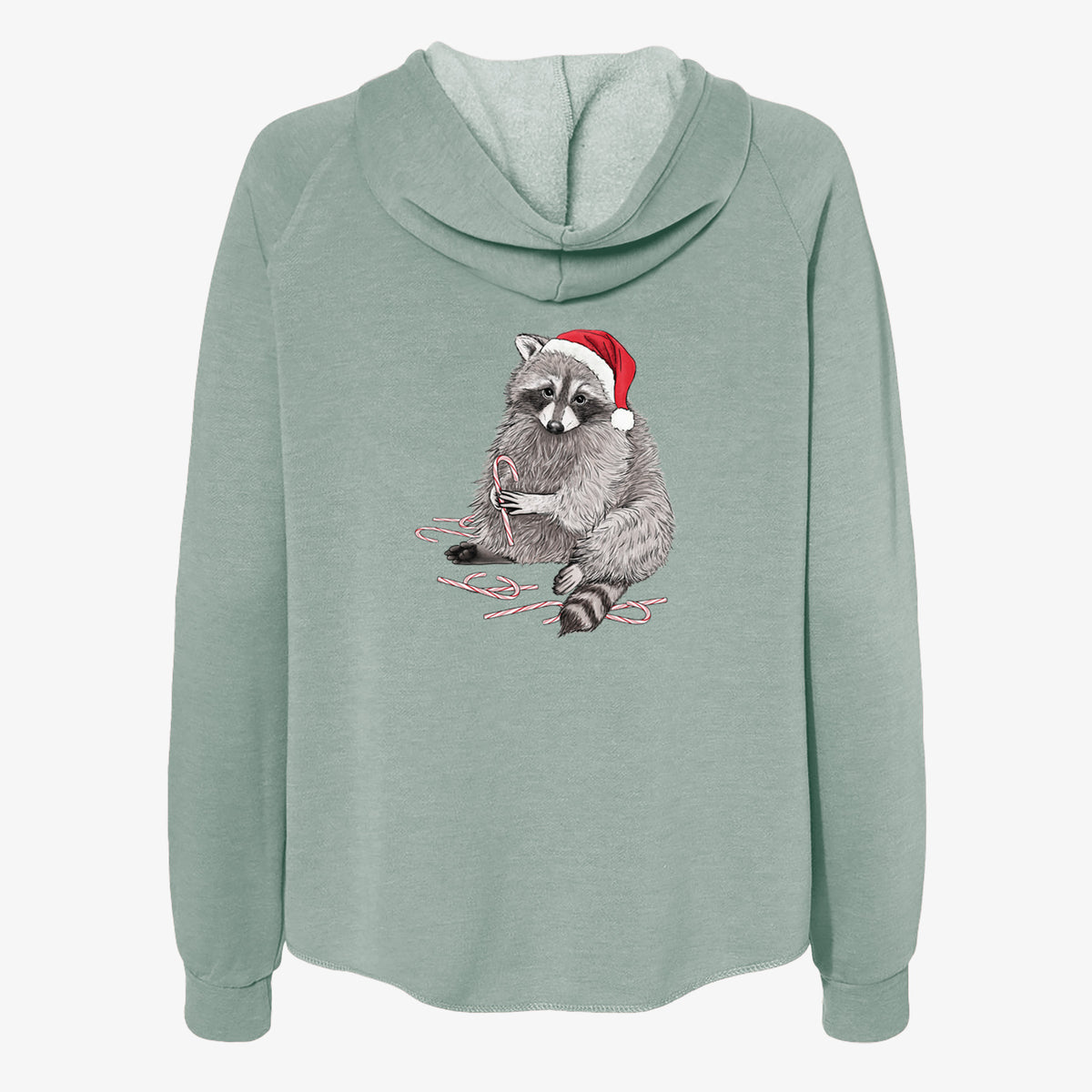 Santa Raccoon - Women's Cali Wave Zip-Up Sweatshirt in Sage