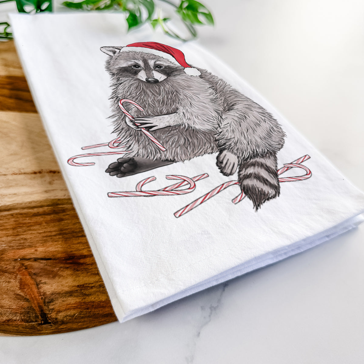 Santa Raccoon - Tea Towel