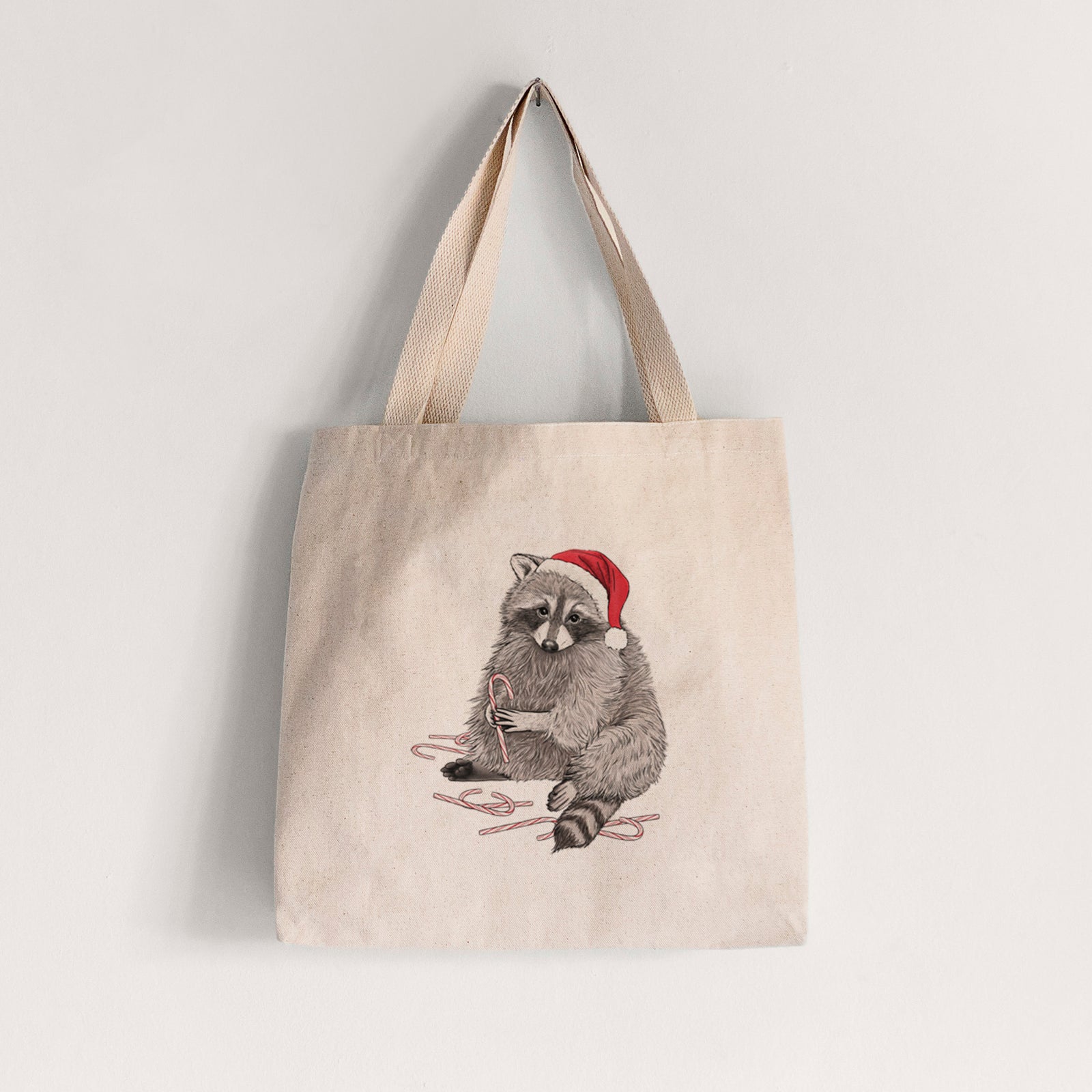 Santa Raccoon - Tote Bag in Beige