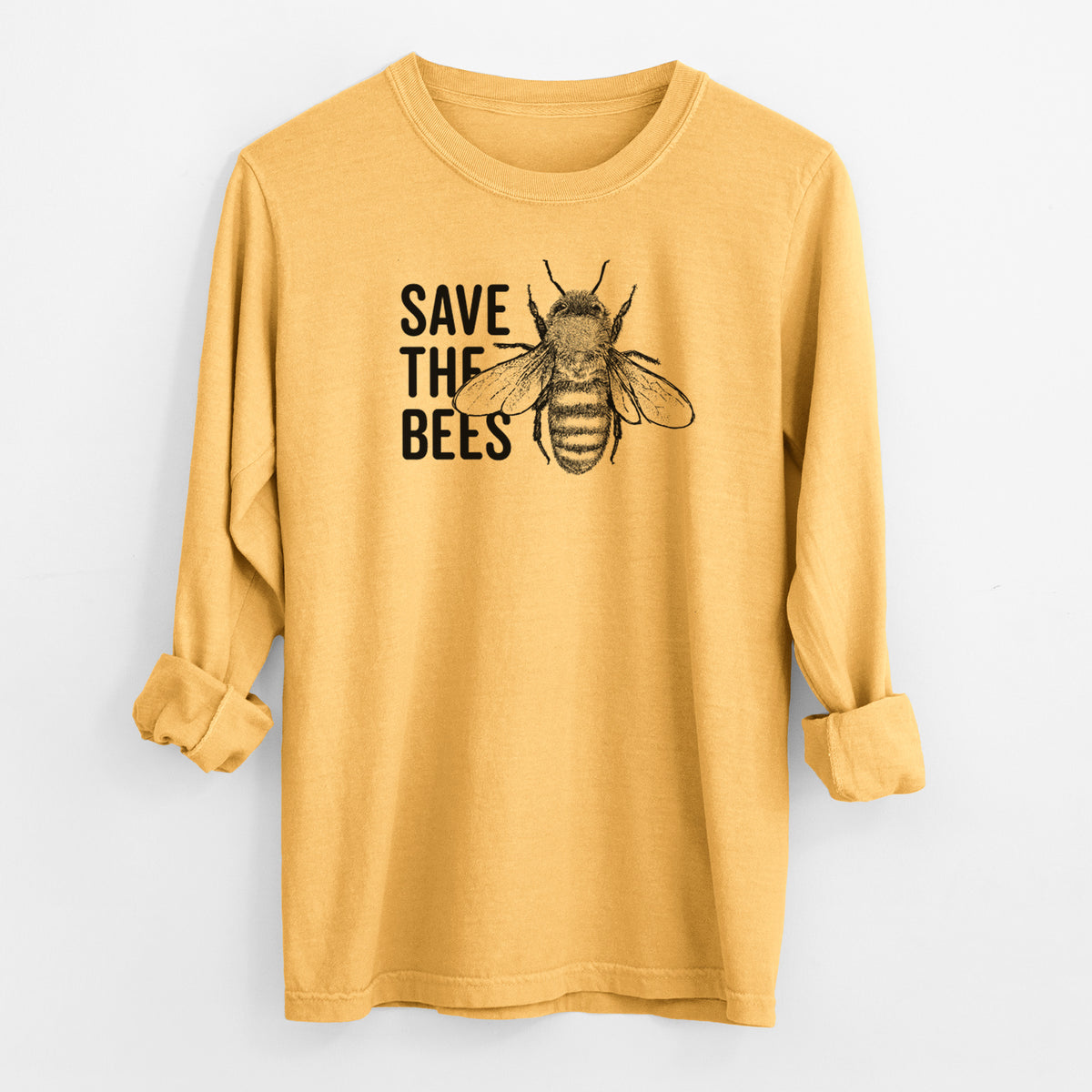 Save the Bees - Men&#39;s Heavyweight 100% Cotton Long Sleeve