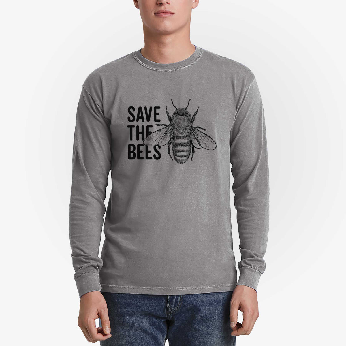 Save the Bees - Men&#39;s Heavyweight 100% Cotton Long Sleeve