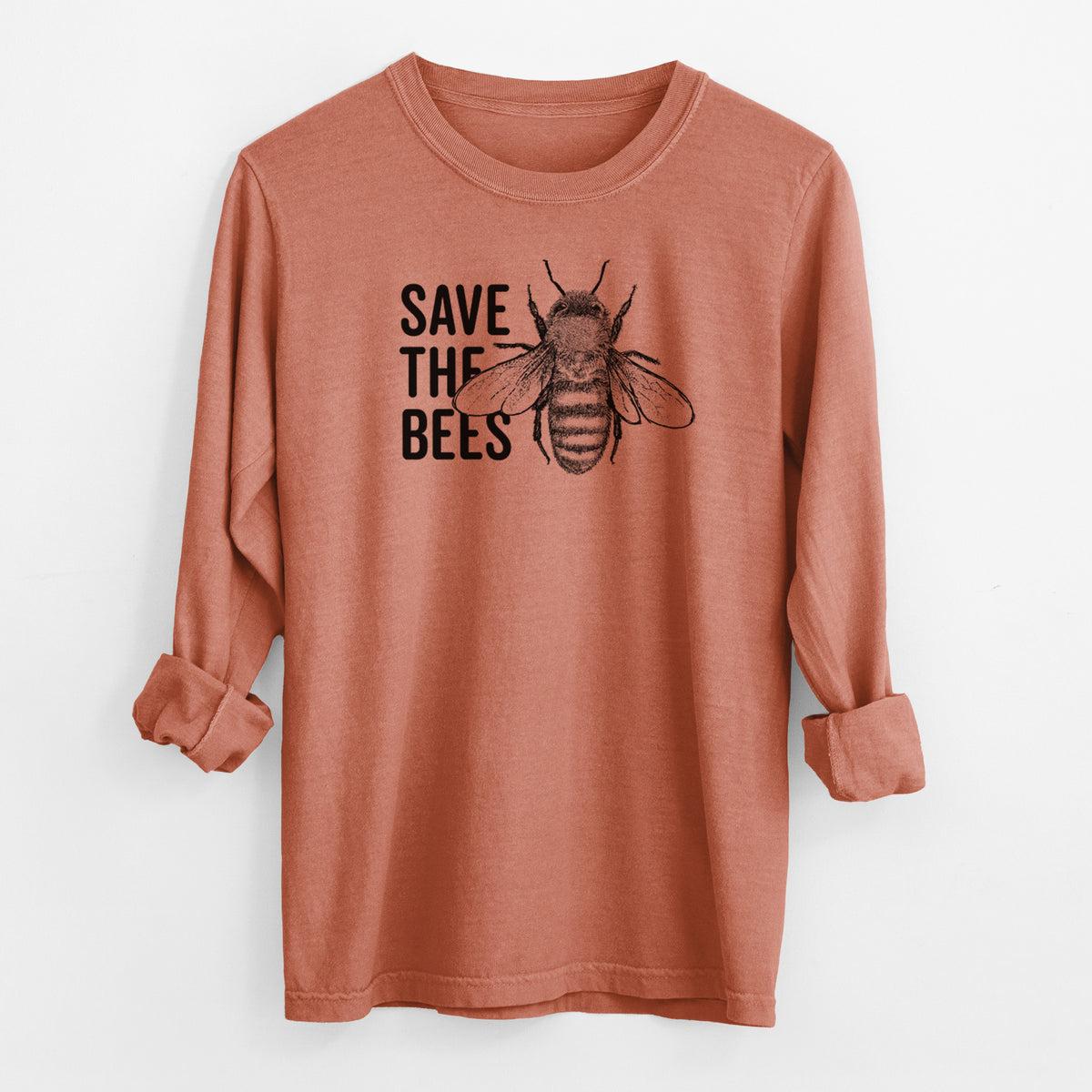 Save the Bees - Men&#39;s Heavyweight 100% Cotton Long Sleeve