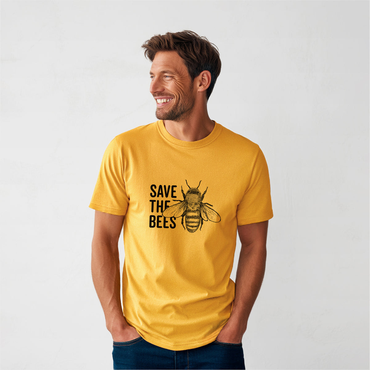 Save the Bees - Heavyweight Men&#39;s 100% Organic Cotton Tee