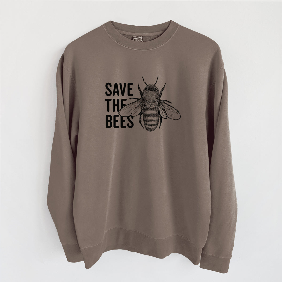 Save the Bees - Unisex Pigment Dyed Crew Sweatshirt in Espresso Brown Color