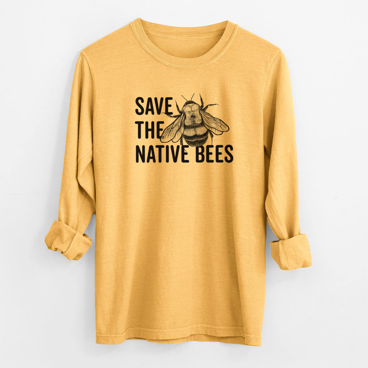 Save the Native Bees - Men&#39;s Heavyweight 100% Cotton Long Sleeve